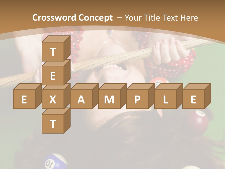 A Woman Laying On Top Of A Pool Table With Pool Balls PowerPoint Template