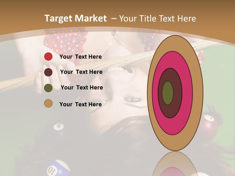 A Woman Laying On Top Of A Pool Table With Pool Balls PowerPoint Template