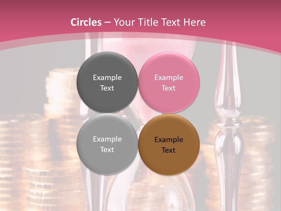 A Hourglass With Coins On A Table PowerPoint Template