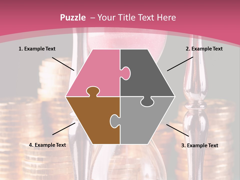 A Hourglass With Coins On A Table PowerPoint Template