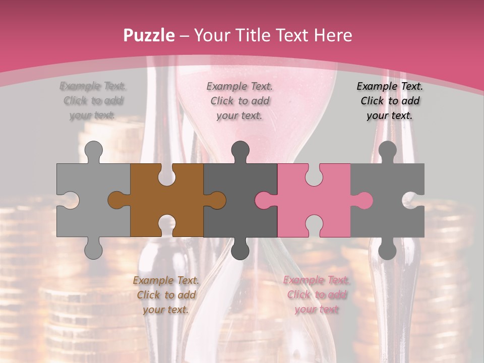 A Hourglass With Coins On A Table PowerPoint Template
