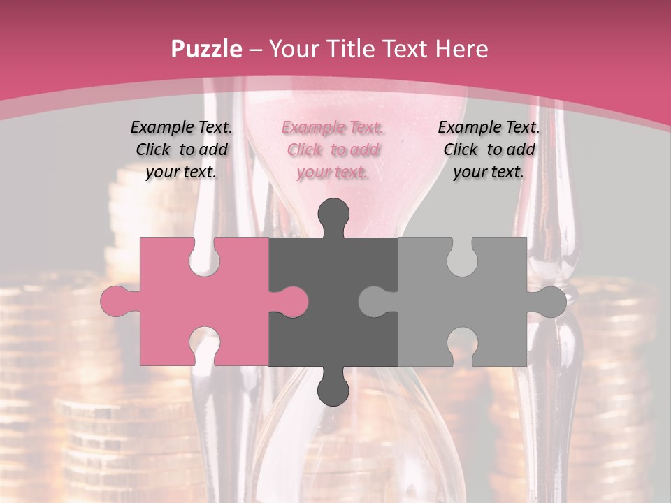 A Hourglass With Coins On A Table PowerPoint Template