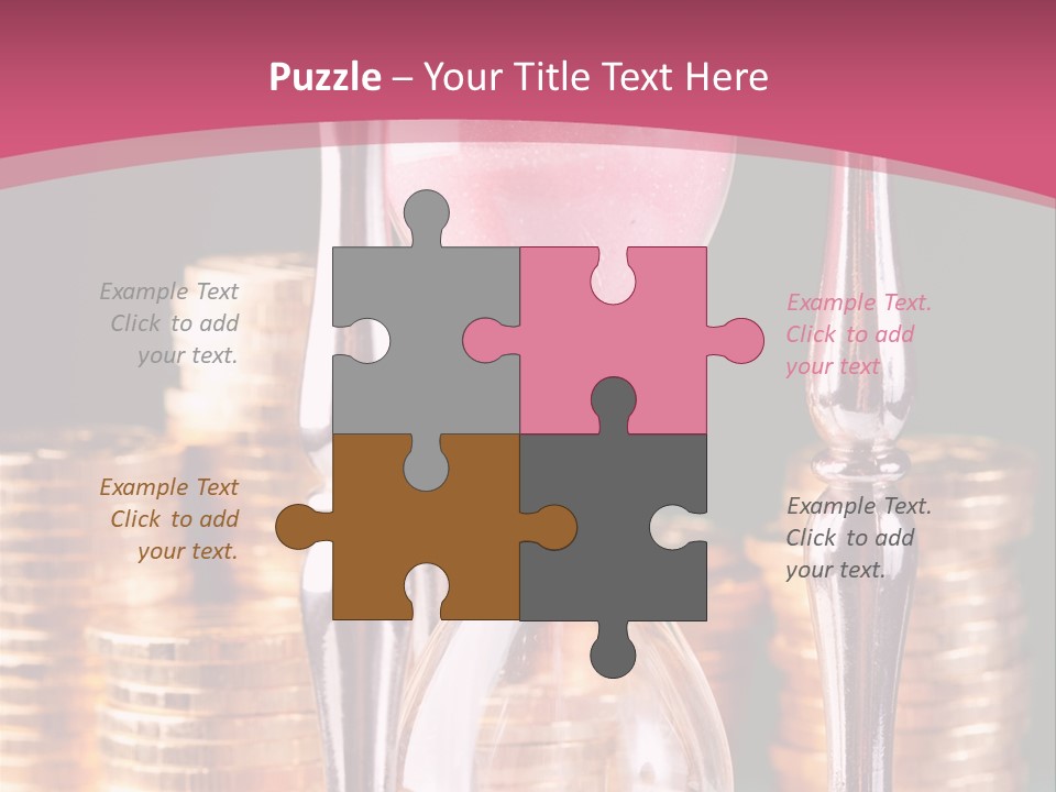 A Hourglass With Coins On A Table PowerPoint Template