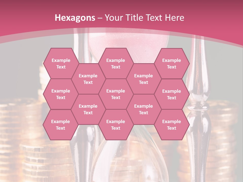 A Hourglass With Coins On A Table PowerPoint Template