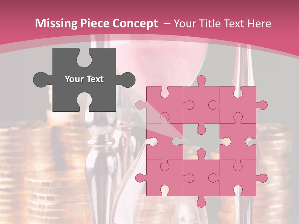 A Hourglass With Coins On A Table PowerPoint Template