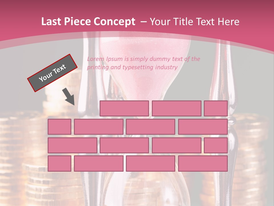 A Hourglass With Coins On A Table PowerPoint Template