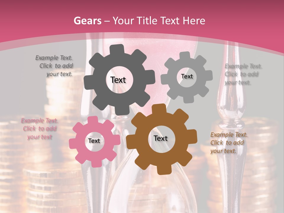 A Hourglass With Coins On A Table PowerPoint Template