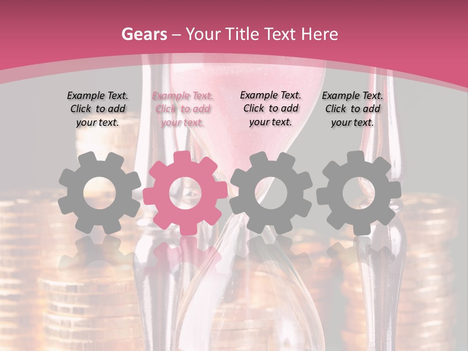 A Hourglass With Coins On A Table PowerPoint Template