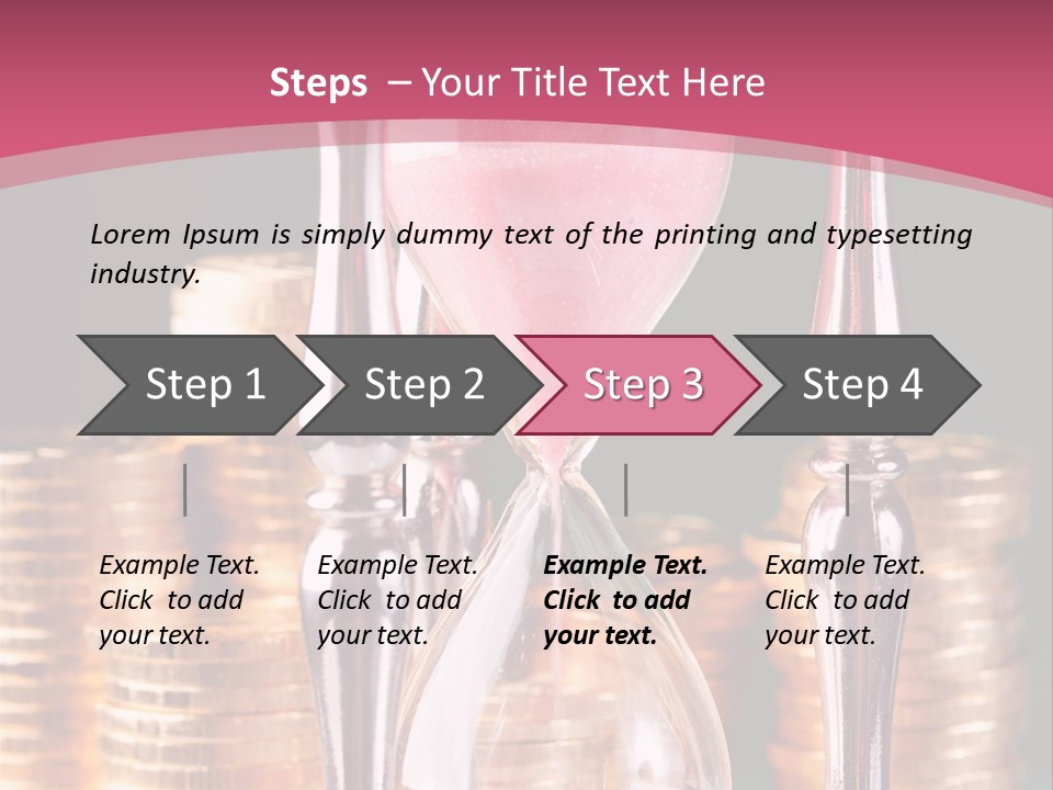 A Hourglass With Coins On A Table PowerPoint Template
