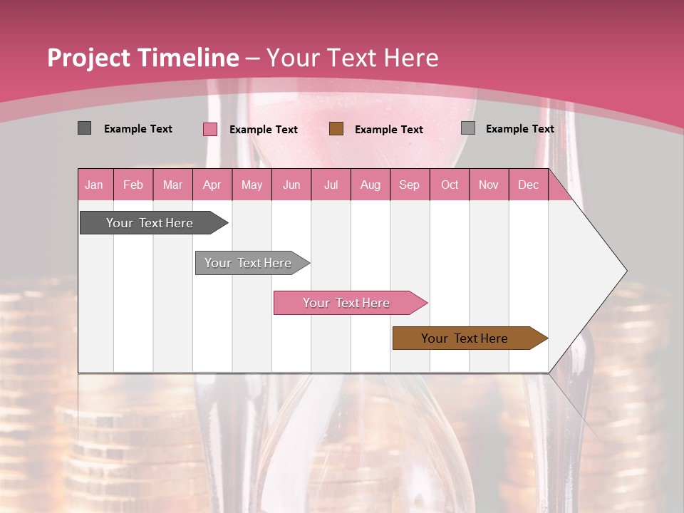 A Hourglass With Coins On A Table PowerPoint Template