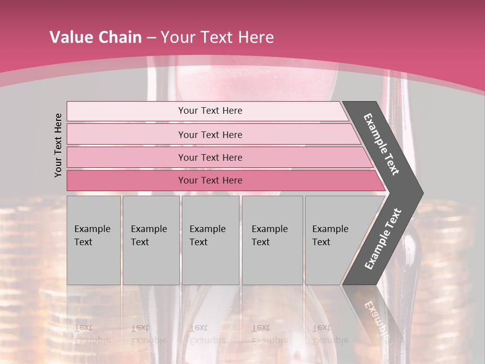 A Hourglass With Coins On A Table PowerPoint Template