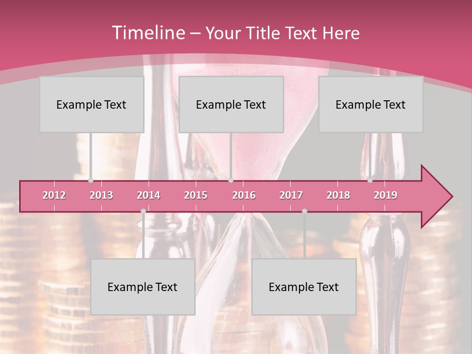 A Hourglass With Coins On A Table PowerPoint Template