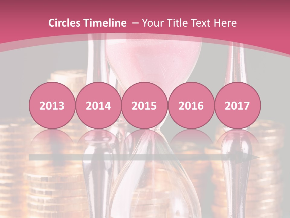 A Hourglass With Coins On A Table PowerPoint Template