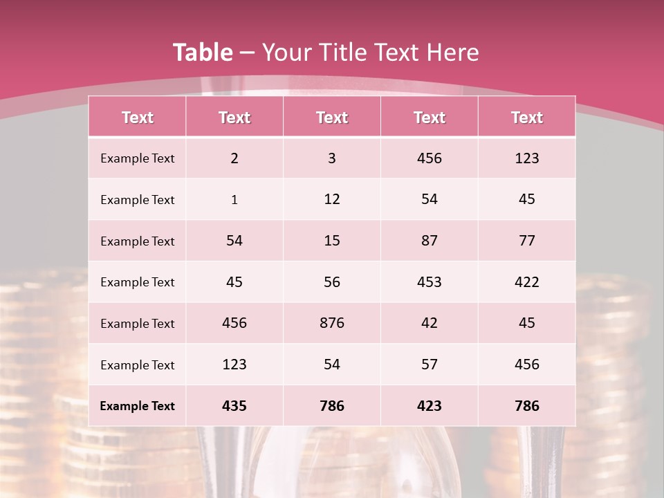 A Hourglass With Coins On A Table PowerPoint Template