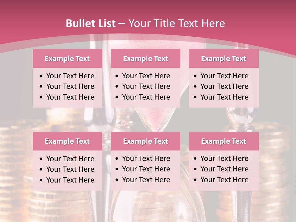 A Hourglass With Coins On A Table PowerPoint Template