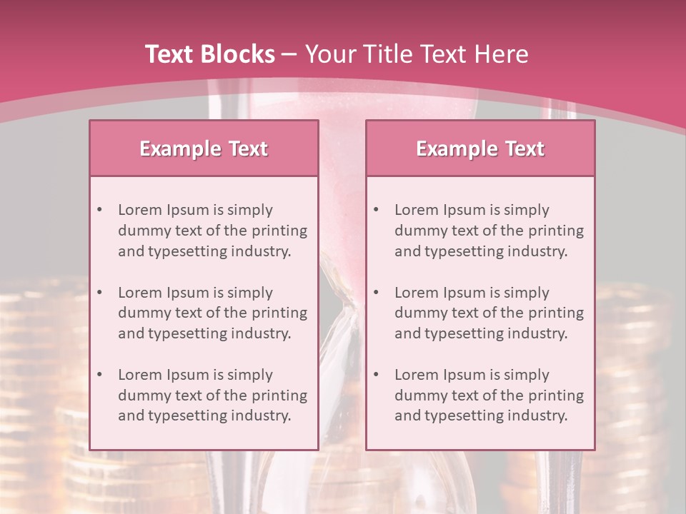 A Hourglass With Coins On A Table PowerPoint Template