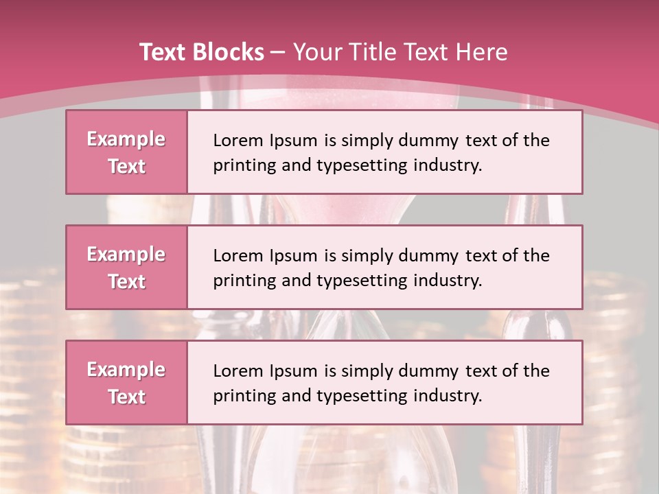 A Hourglass With Coins On A Table PowerPoint Template
