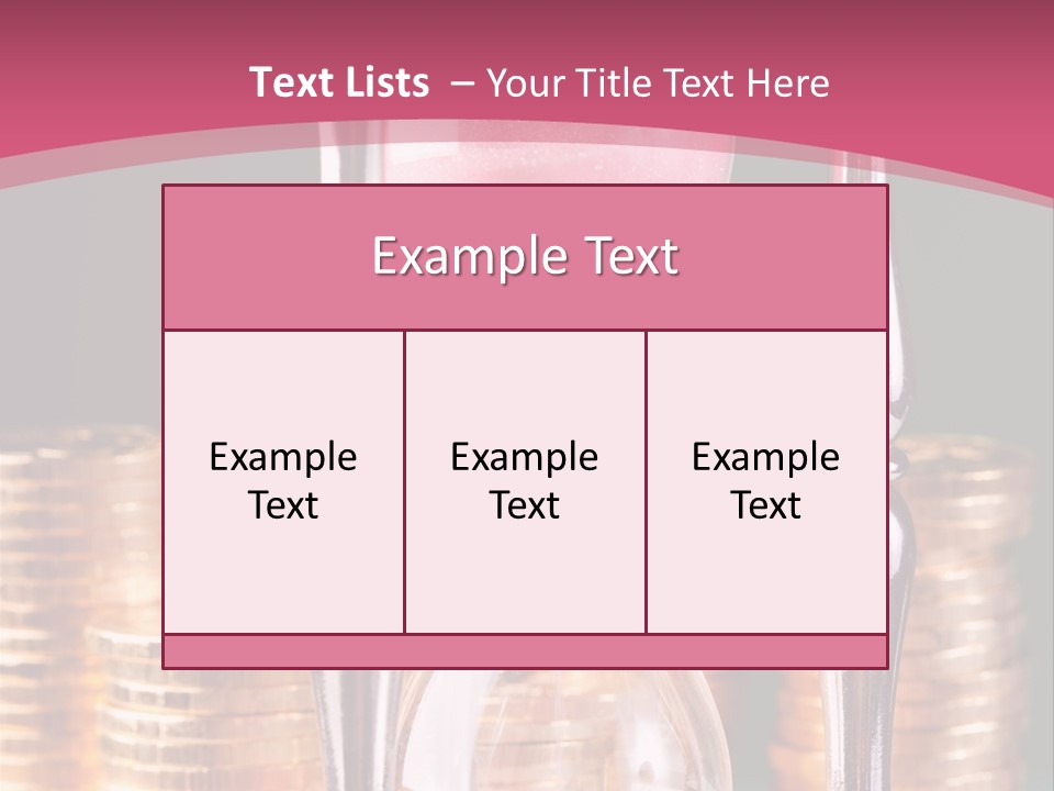 A Hourglass With Coins On A Table PowerPoint Template