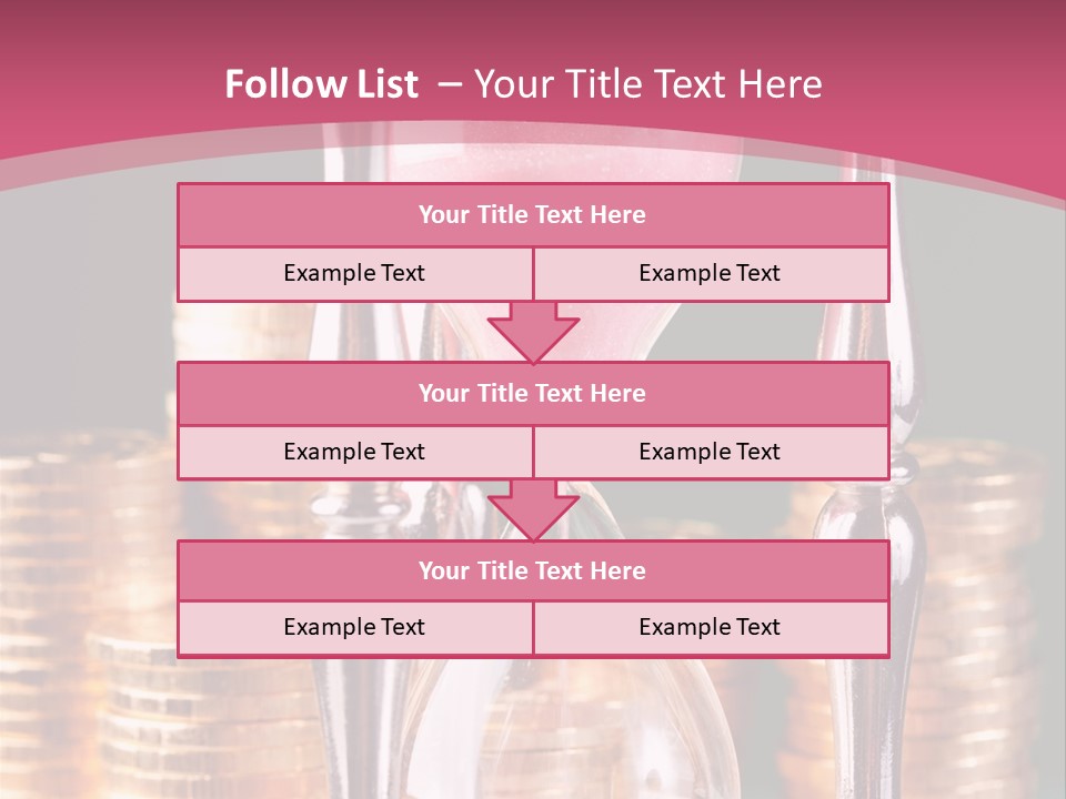 A Hourglass With Coins On A Table PowerPoint Template