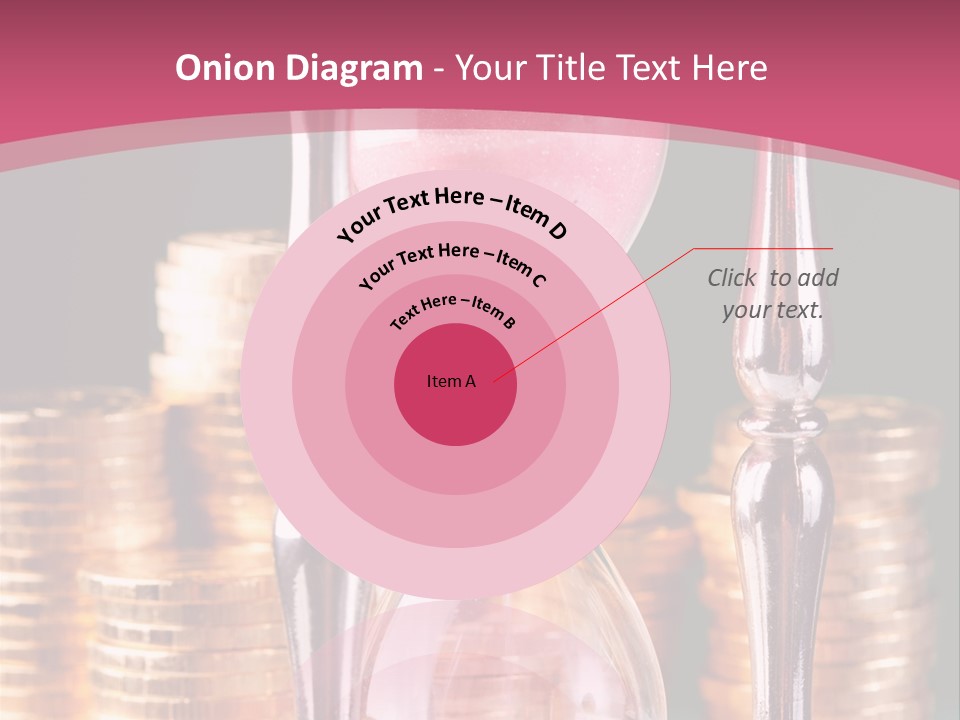 A Hourglass With Coins On A Table PowerPoint Template