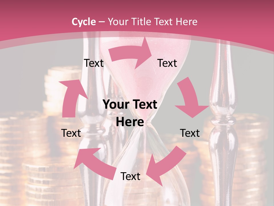 A Hourglass With Coins On A Table PowerPoint Template