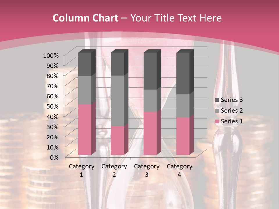 A Hourglass With Coins On A Table PowerPoint Template