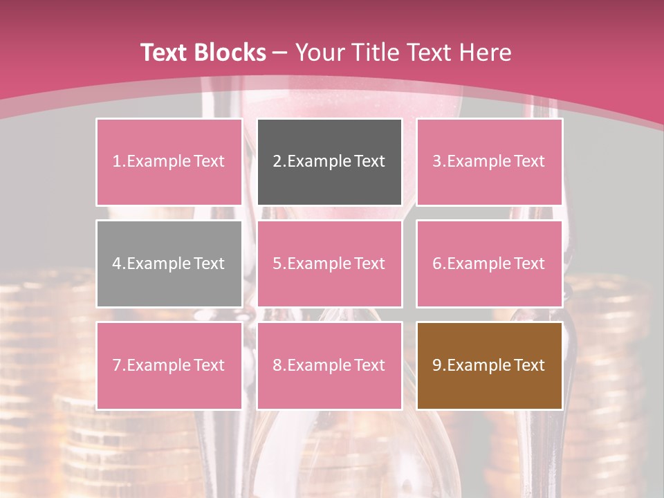 A Hourglass With Coins On A Table PowerPoint Template