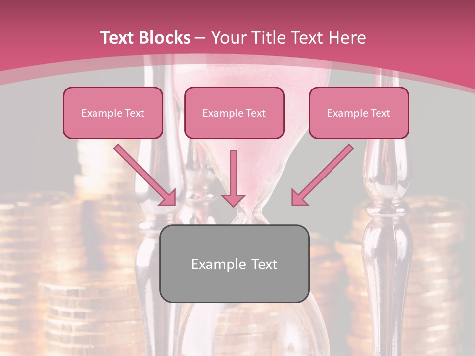 A Hourglass With Coins On A Table PowerPoint Template