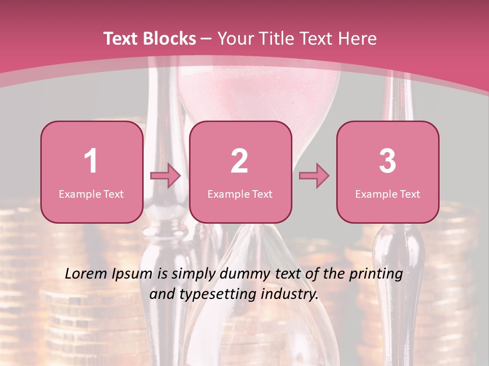 A Hourglass With Coins On A Table PowerPoint Template