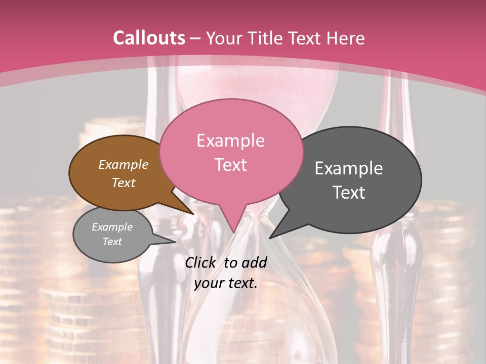 A Hourglass With Coins On A Table PowerPoint Template