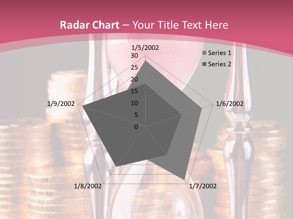 A Hourglass With Coins On A Table PowerPoint Template