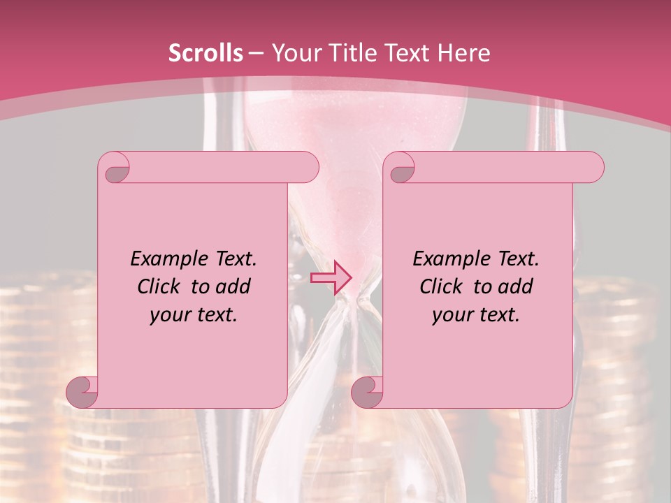 A Hourglass With Coins On A Table PowerPoint Template