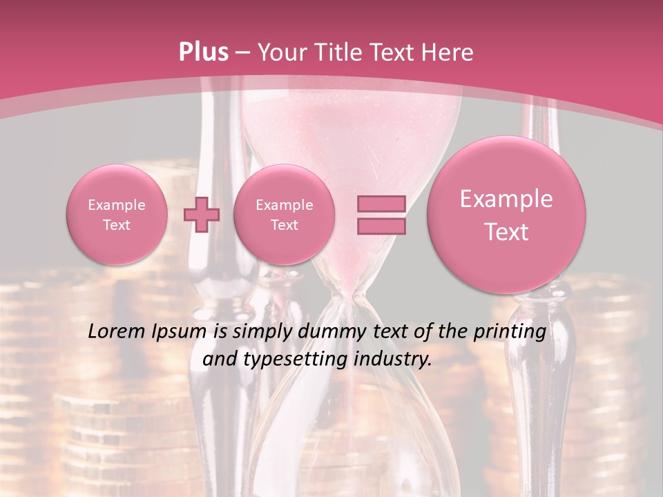 A Hourglass With Coins On A Table PowerPoint Template