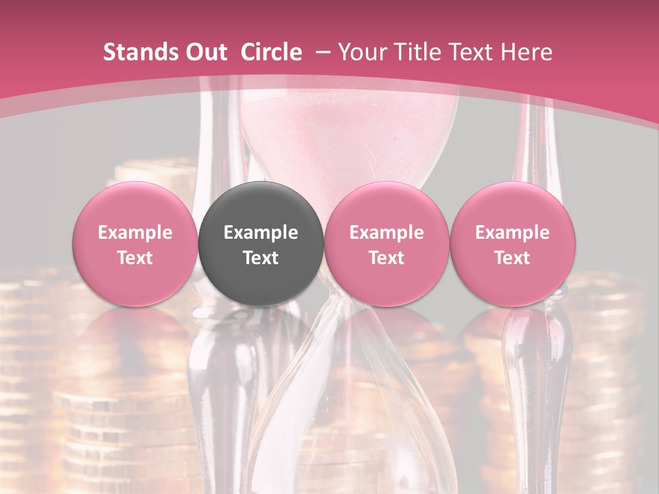 A Hourglass With Coins On A Table PowerPoint Template