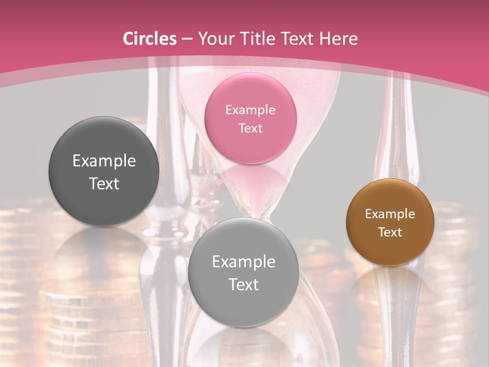 A Hourglass With Coins On A Table PowerPoint Template
