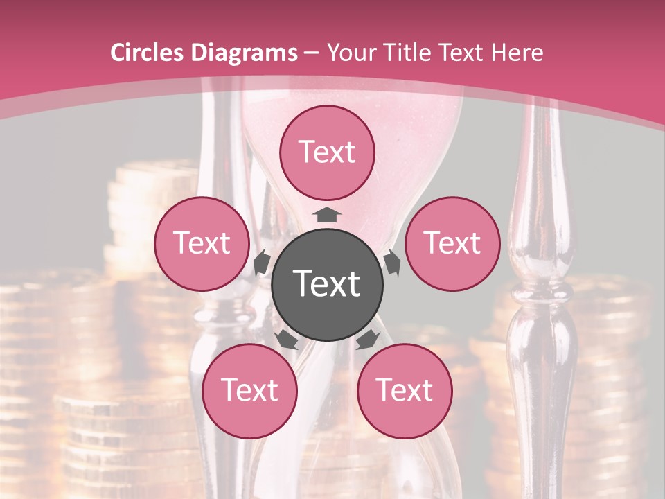A Hourglass With Coins On A Table PowerPoint Template