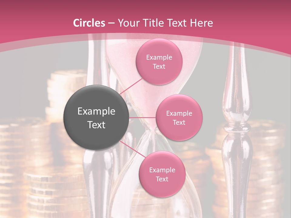 A Hourglass With Coins On A Table PowerPoint Template
