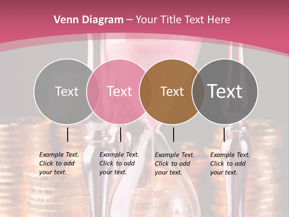A Hourglass With Coins On A Table PowerPoint Template