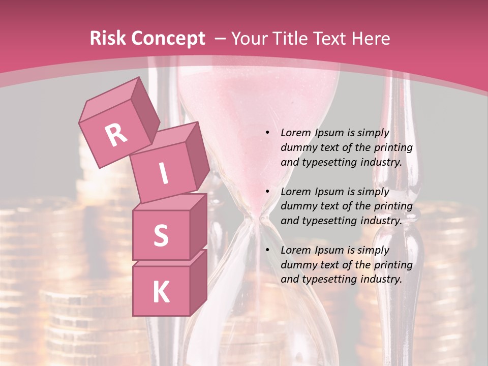 A Hourglass With Coins On A Table PowerPoint Template