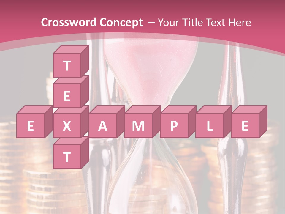 A Hourglass With Coins On A Table PowerPoint Template