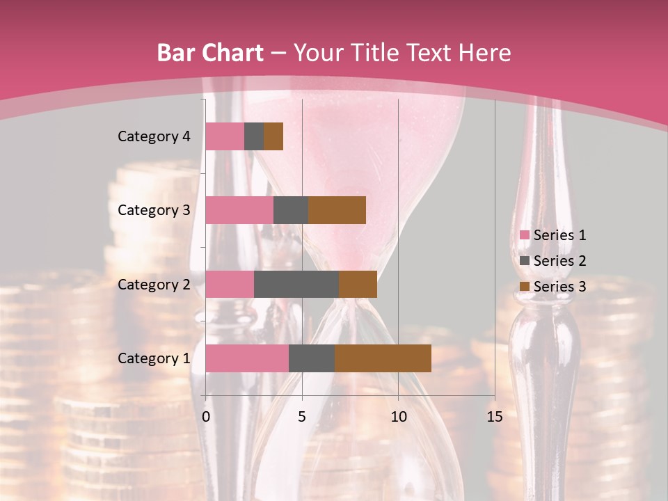 A Hourglass With Coins On A Table PowerPoint Template