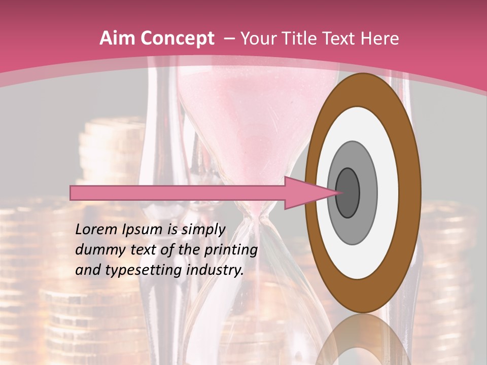 A Hourglass With Coins On A Table PowerPoint Template