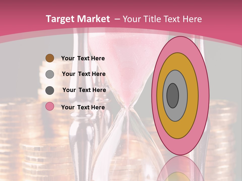 A Hourglass With Coins On A Table PowerPoint Template