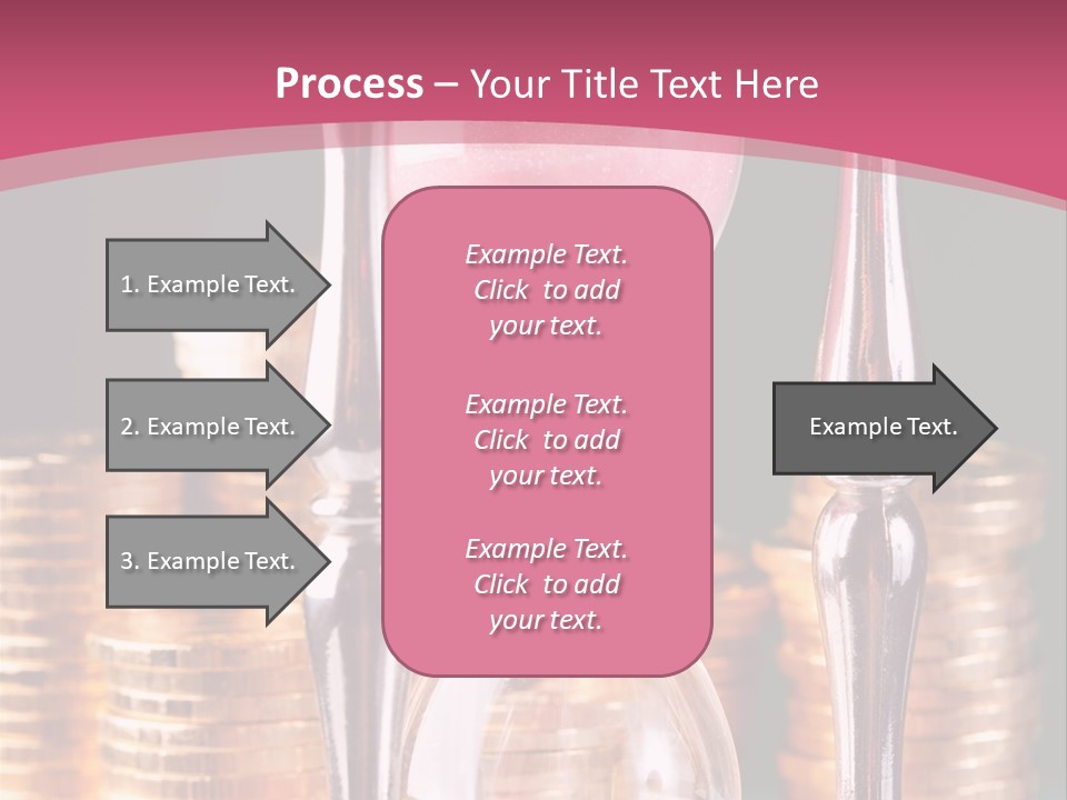 A Hourglass With Coins On A Table PowerPoint Template