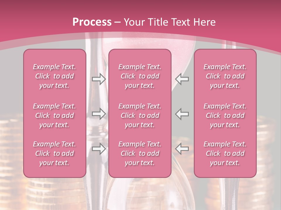 A Hourglass With Coins On A Table PowerPoint Template