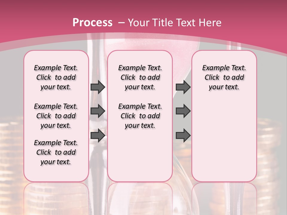 A Hourglass With Coins On A Table PowerPoint Template