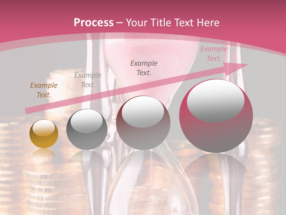 A Hourglass With Coins On A Table PowerPoint Template