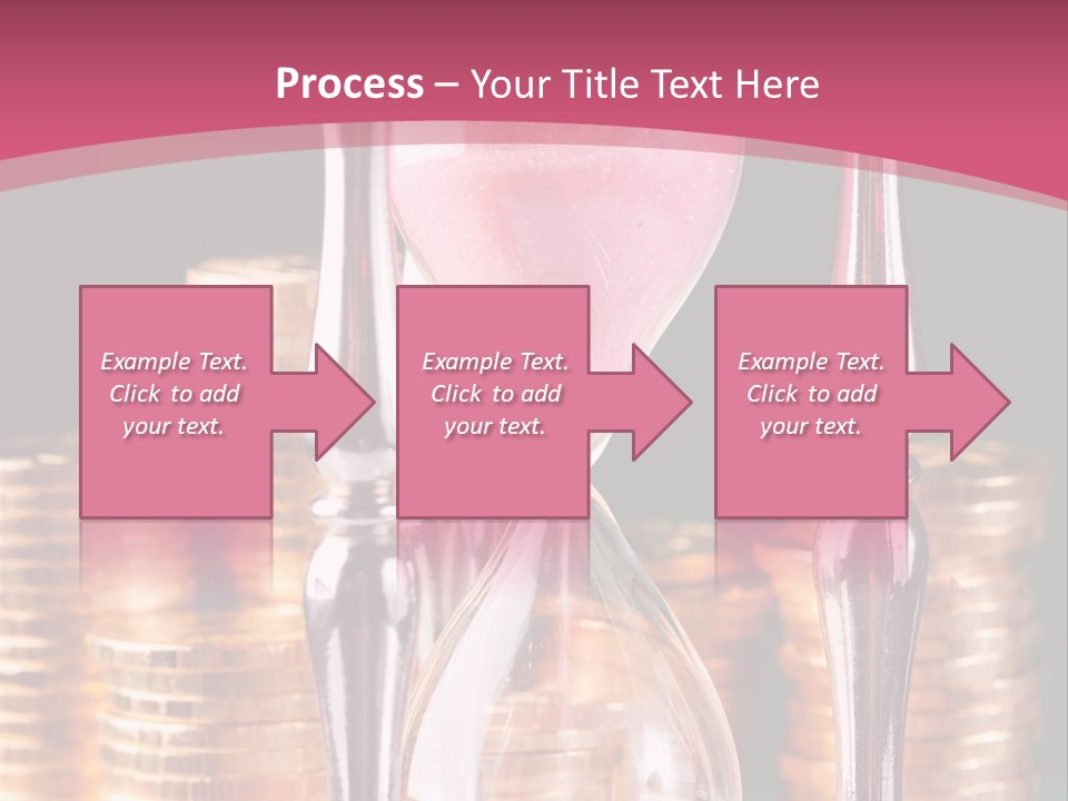 A Hourglass With Coins On A Table PowerPoint Template