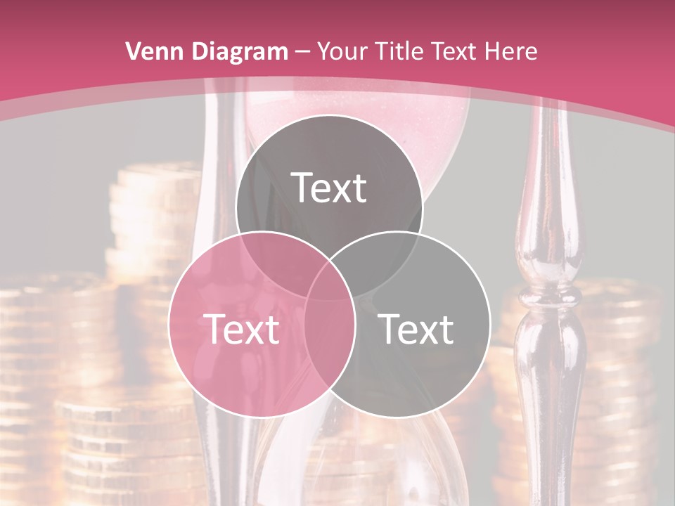 A Hourglass With Coins On A Table PowerPoint Template
