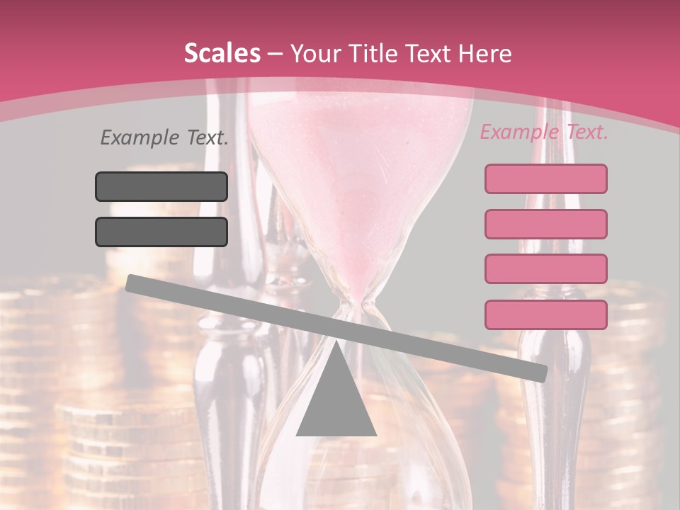 A Hourglass With Coins On A Table PowerPoint Template